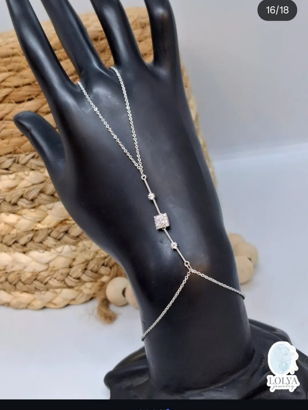 Silver Crystal Hand Chain Bracelet - White